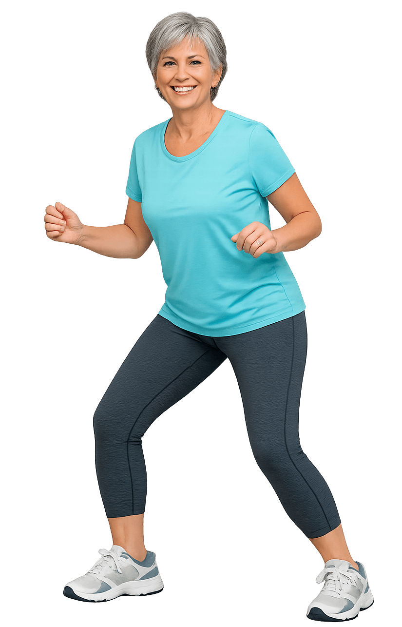 Person doing a simple at-home exercise, guided by TOKK